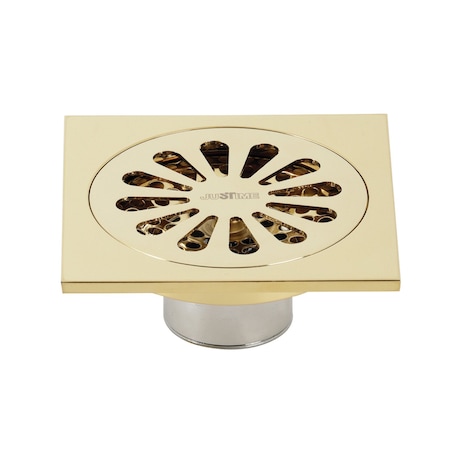 Kingston Brass BSF4161PB Watercourse Sunburst 4" Square Grid Shower Drain, Brass BSF4161PB
